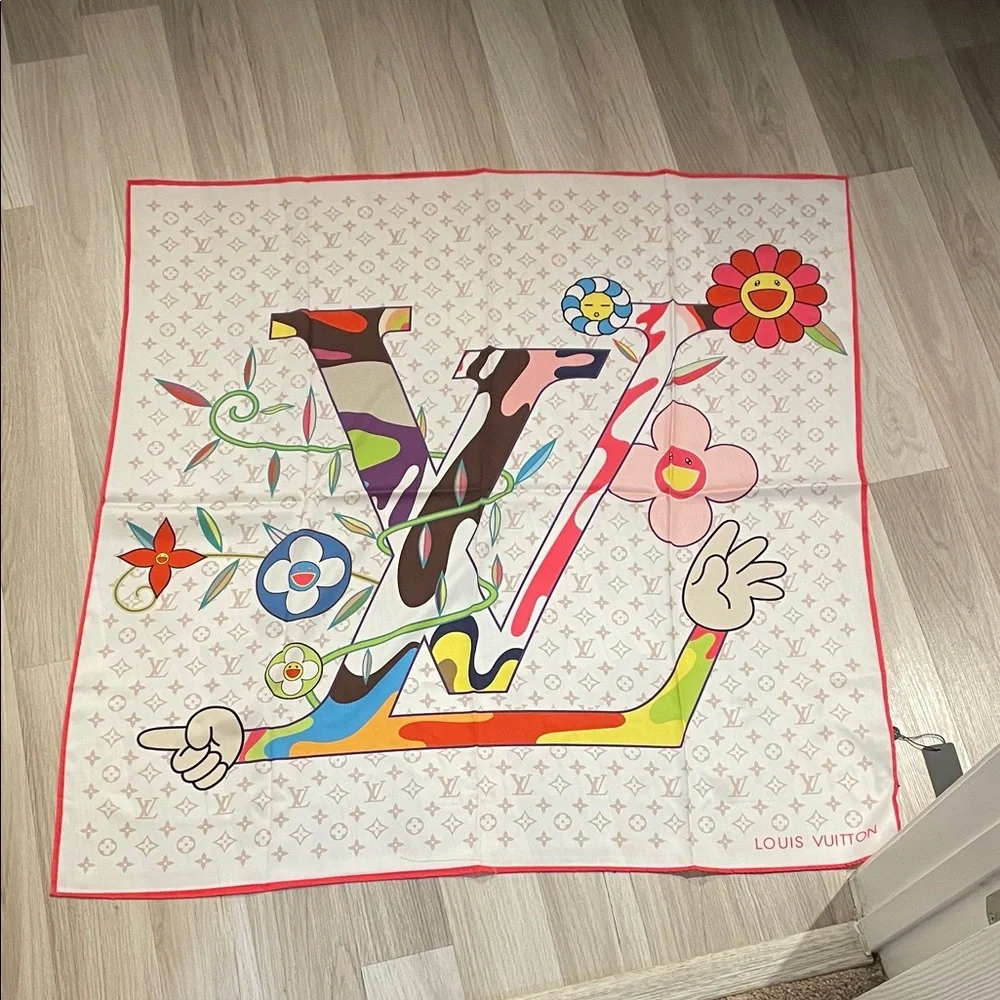 Louis Vuitton Authentic Colorful Floral Silk Scarf - Picture 2 of 6